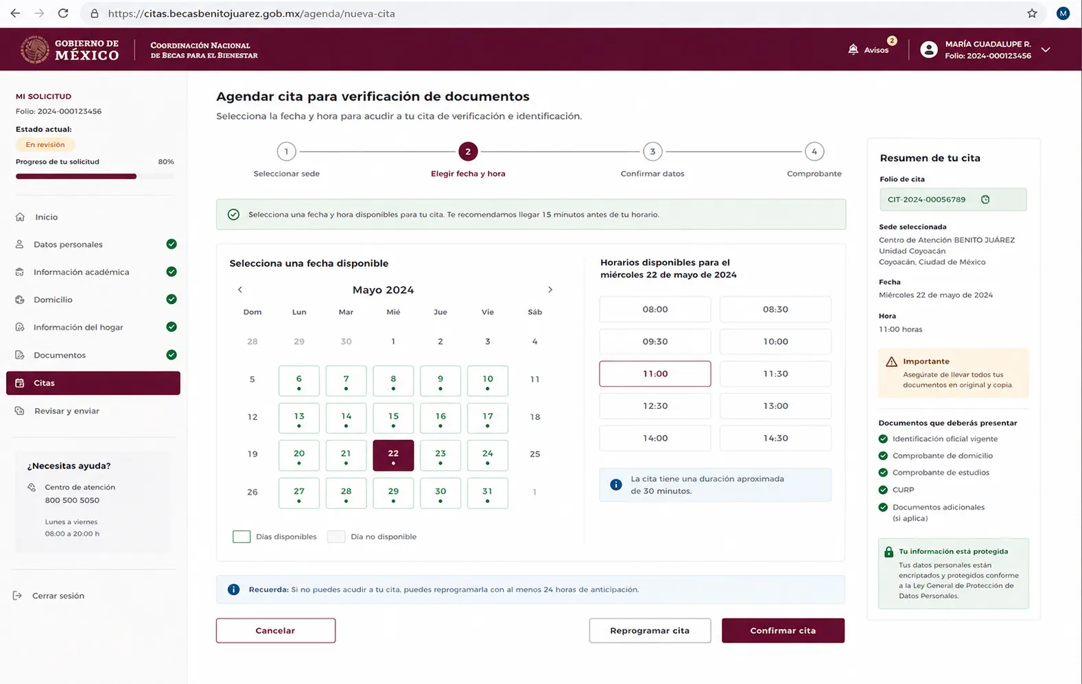Agendar cita si el sistema lo solicita