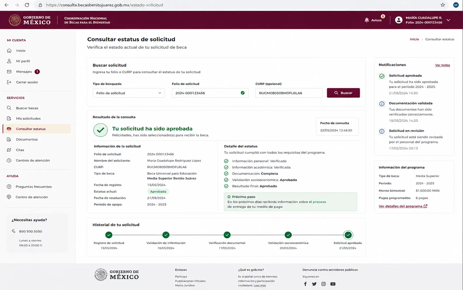 Consultar tu estatus después del registro
