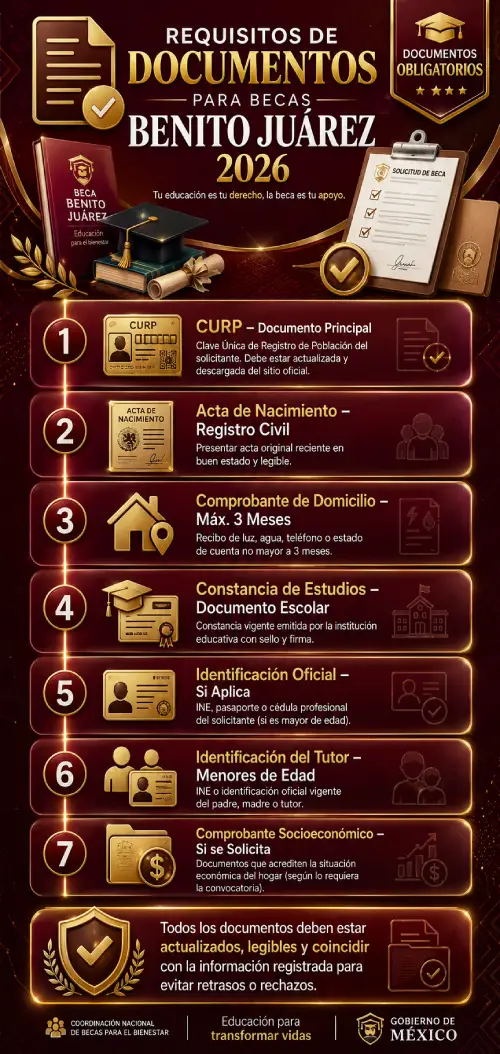 Requisitos de Documentos para Becas Benito Juárez
